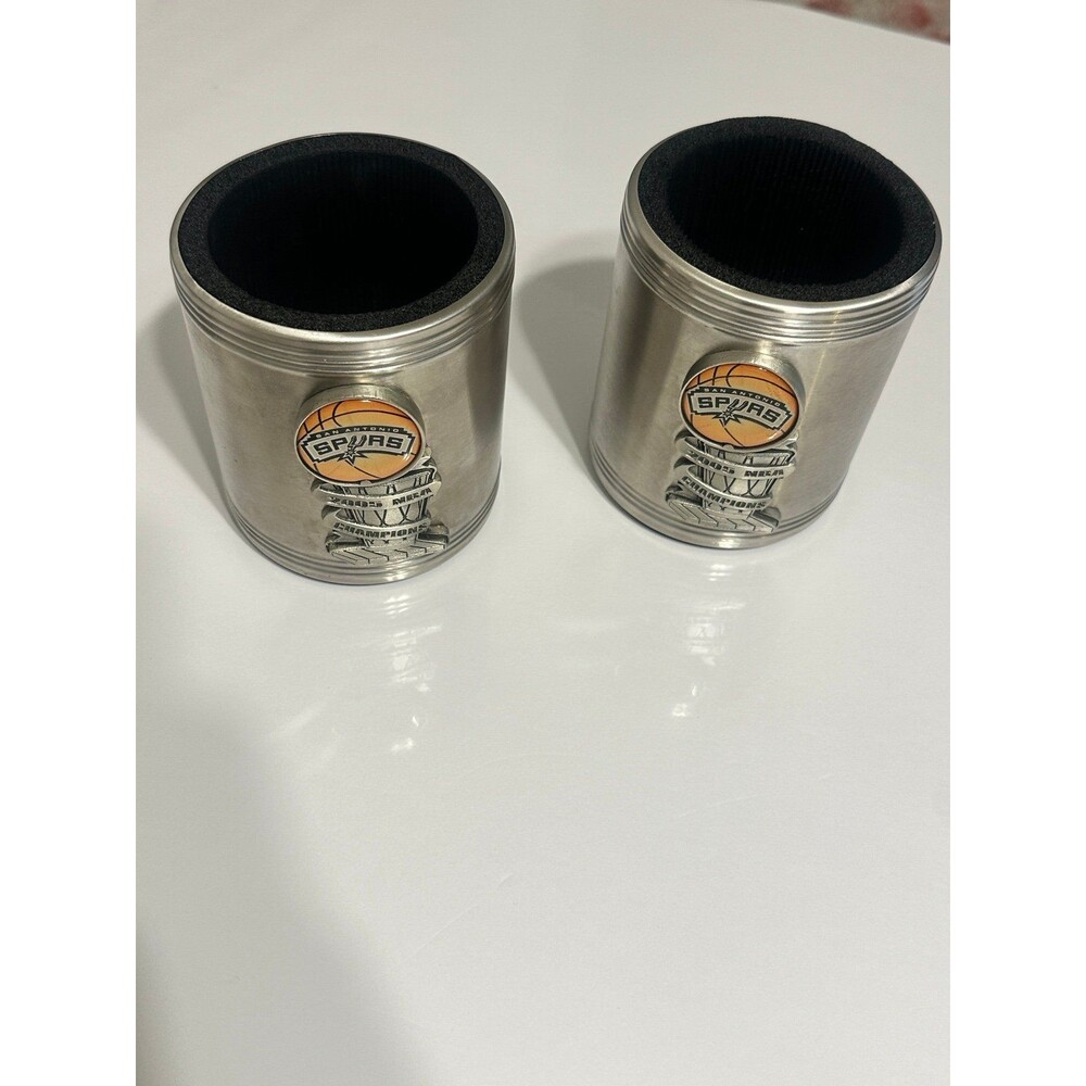 San Antonio Spurs Stainless Steel 2005 NBA Champions 12oz Can Cooler Koozie 2ct